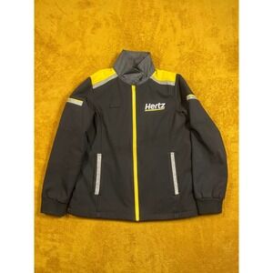 Hertz Twinhill Work Jacket Black Yellow Logo Zip Up Men Size M Outdoor